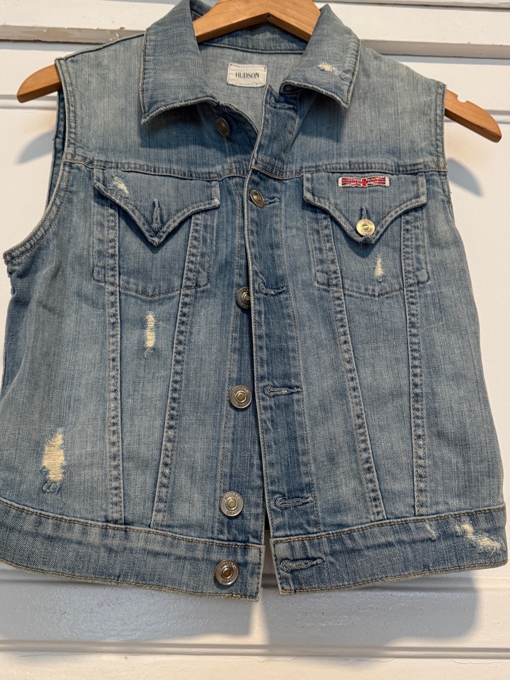 H&M Light Blue Distressed Denim Vest